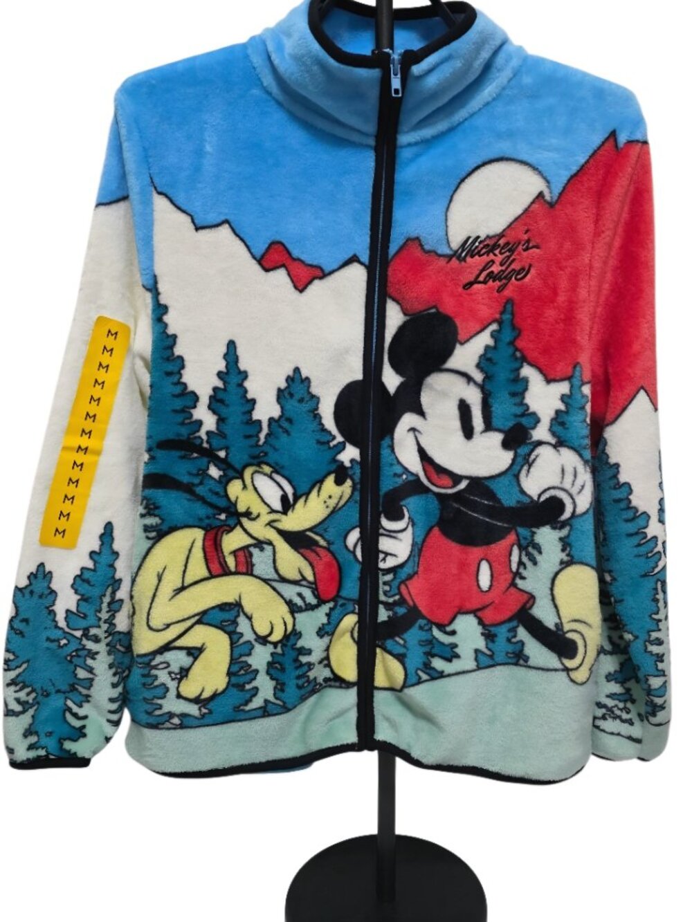Disney Mickey & Friends Sherpa Fleece Jacket Size Medium Mickey Mouse Pluto Full
